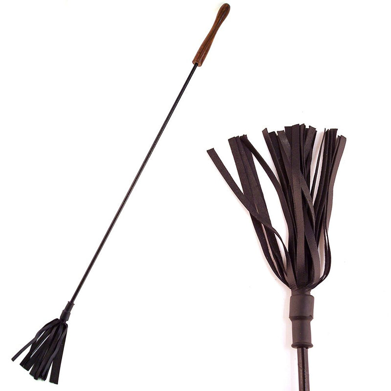 Rouge Riding Crop w/Rounded Wooden Handle Black - Red Garter