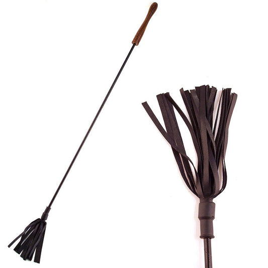 Rouge Riding Crop w/Rounded Wooden Handle Black - Red Garter