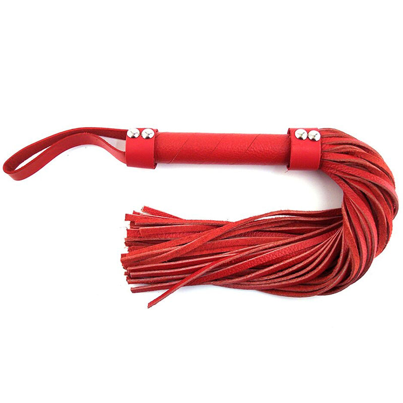 Rouge H-Style Leather Flogger Red - Red Garter