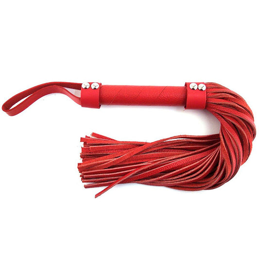 Rouge H-Style Leather Flogger Red - Red Garter
