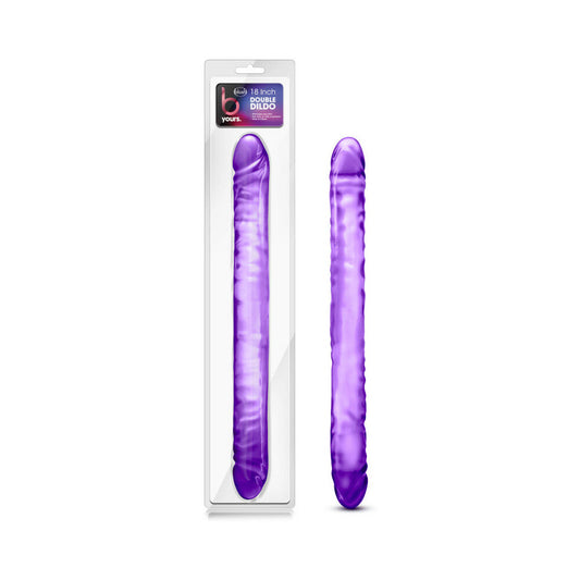 Blush B Yours 18 in. Double Dildo Purple - Red Garter