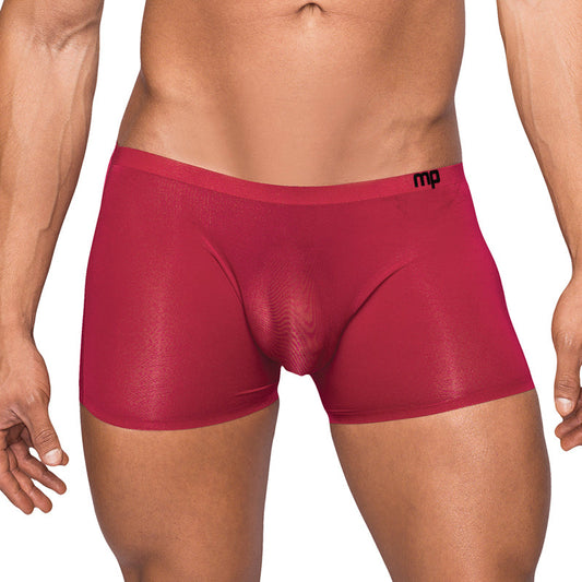 Male Power Seamless Sleek Sleek Short w/sheer pouch Wine Xlarge - Red Garter