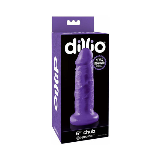 Pipedream Dillio 6 in. Chub Realistic Dildo With Suction Cup Purple - Red Garter
