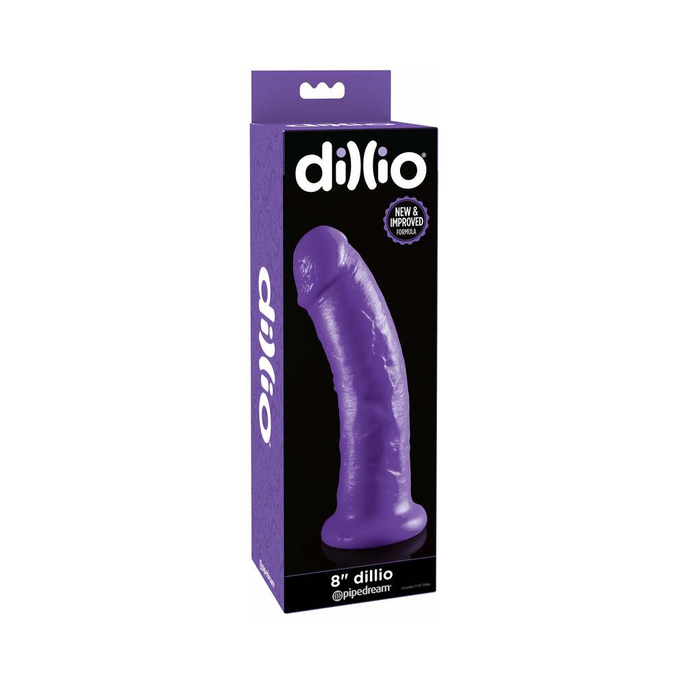 Pipedream Dillio 8 in. Realistic Dildo With Suction Cup Purple - Red Garter