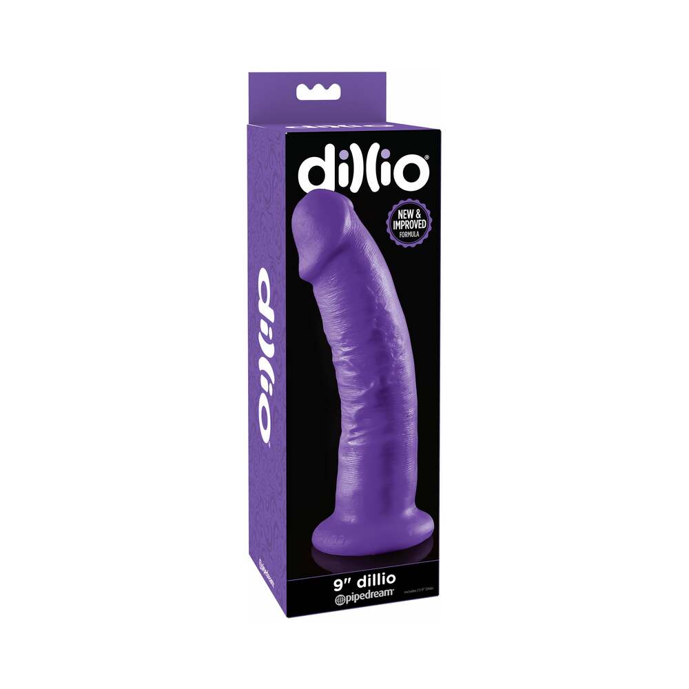 Pipedream Dillio 9 in. Realistic Dildo With Suction Cup Purple - Red Garter
