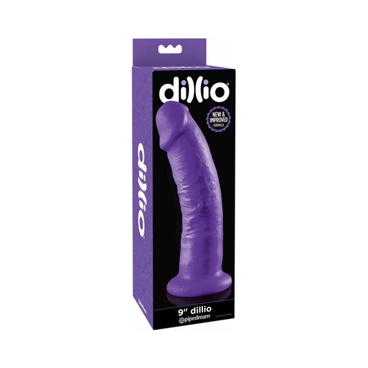 Pipedream Dillio 9 in. Realistic Dildo With Suction Cup Purple - Red Garter