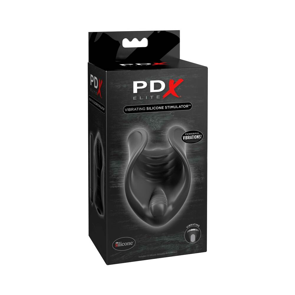 PDX Elite Vibrating Silicone Stimulator Stroker Black - Red Garter