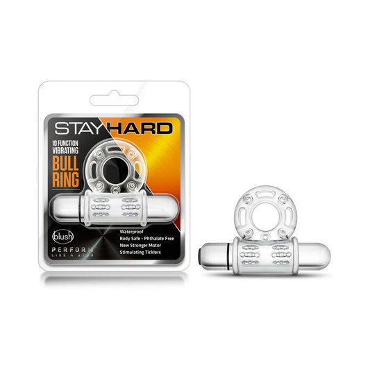 Stay Hard 10 Function Vibrating Bull Ring Clear - Red Garter