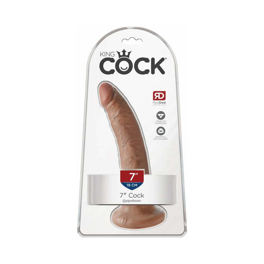 Pipedream King Cock 7 in. Cock Realistic Dildo With Suction Cup Tan - Red Garter
