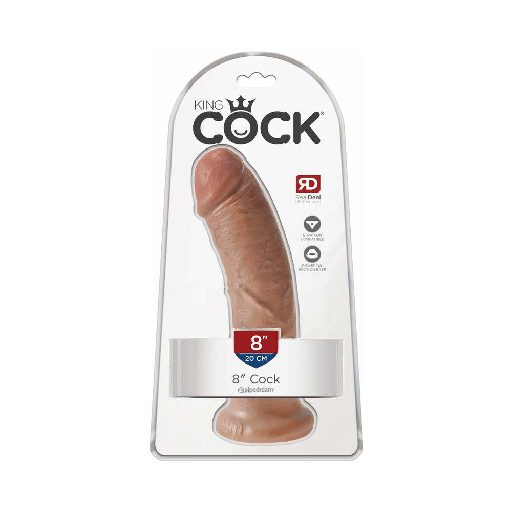 Pipedream King Cock 8 in. Cock Realistic Dildo With Suction Cup Tan - Red Garter