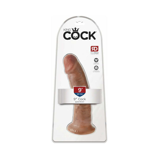 Pipedream King Cock 9 in. Cock Realistic Dildo With Suction Cup Tan - Red Garter