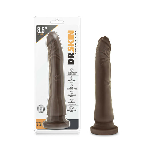 Dr. Skin Basic 8.5 in. Dildo Brown - Red Garter