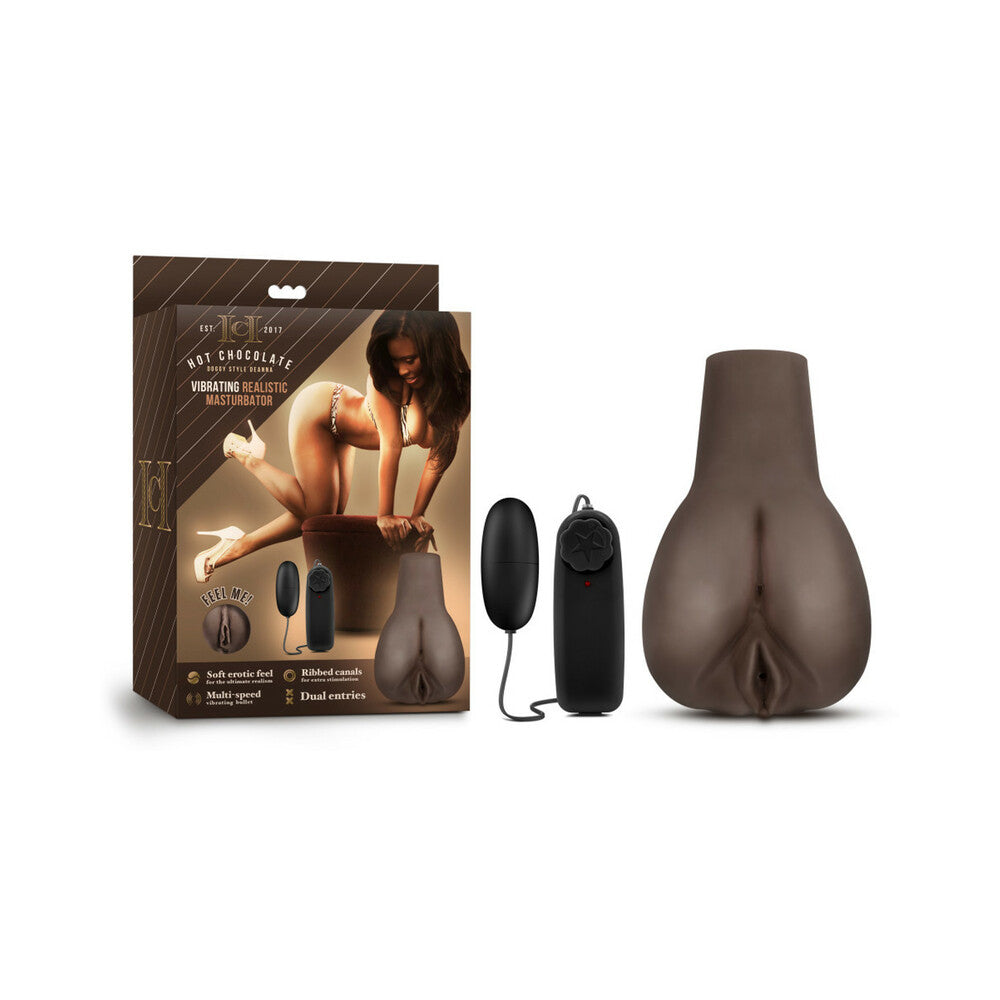 Blush Hot Chocolate Doggy Style Deanna Vibrating Masturbator Brown - Red Garter