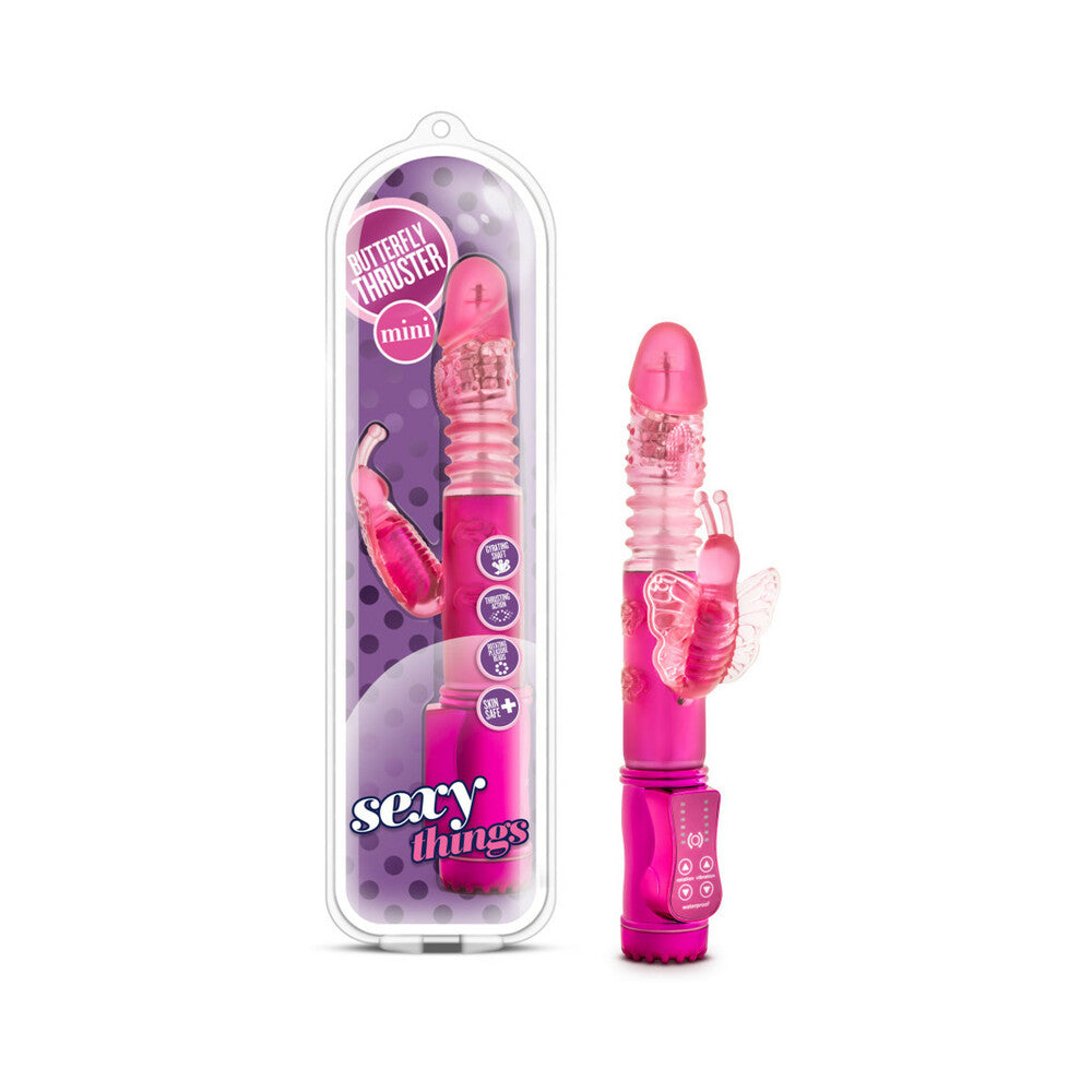 Blush Sexy Things Butterfly Thruster Mini Dual Stimulation Vibrator Fuchsia - Red Garter