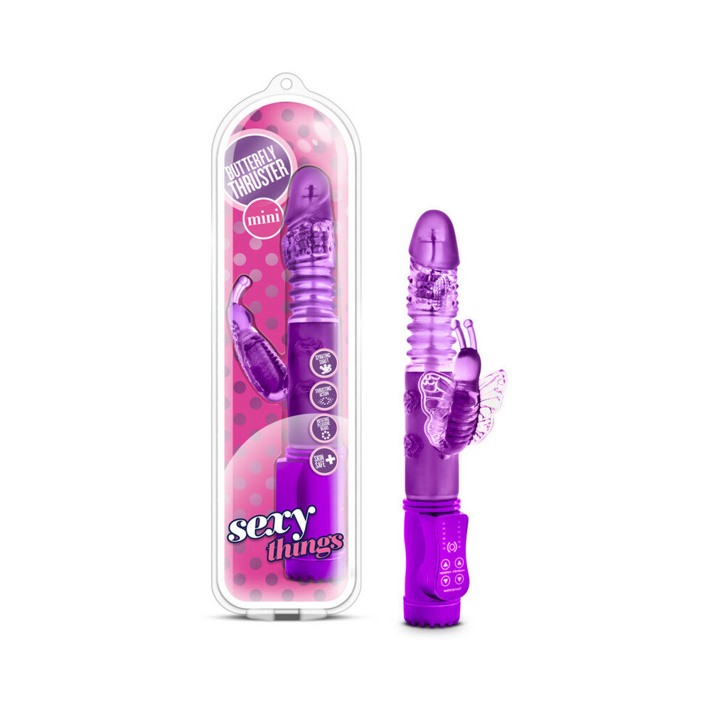 Blush Sexy Things Butterfly Thruster Mini Dual Stimulation Vibrator Purple - Red Garter