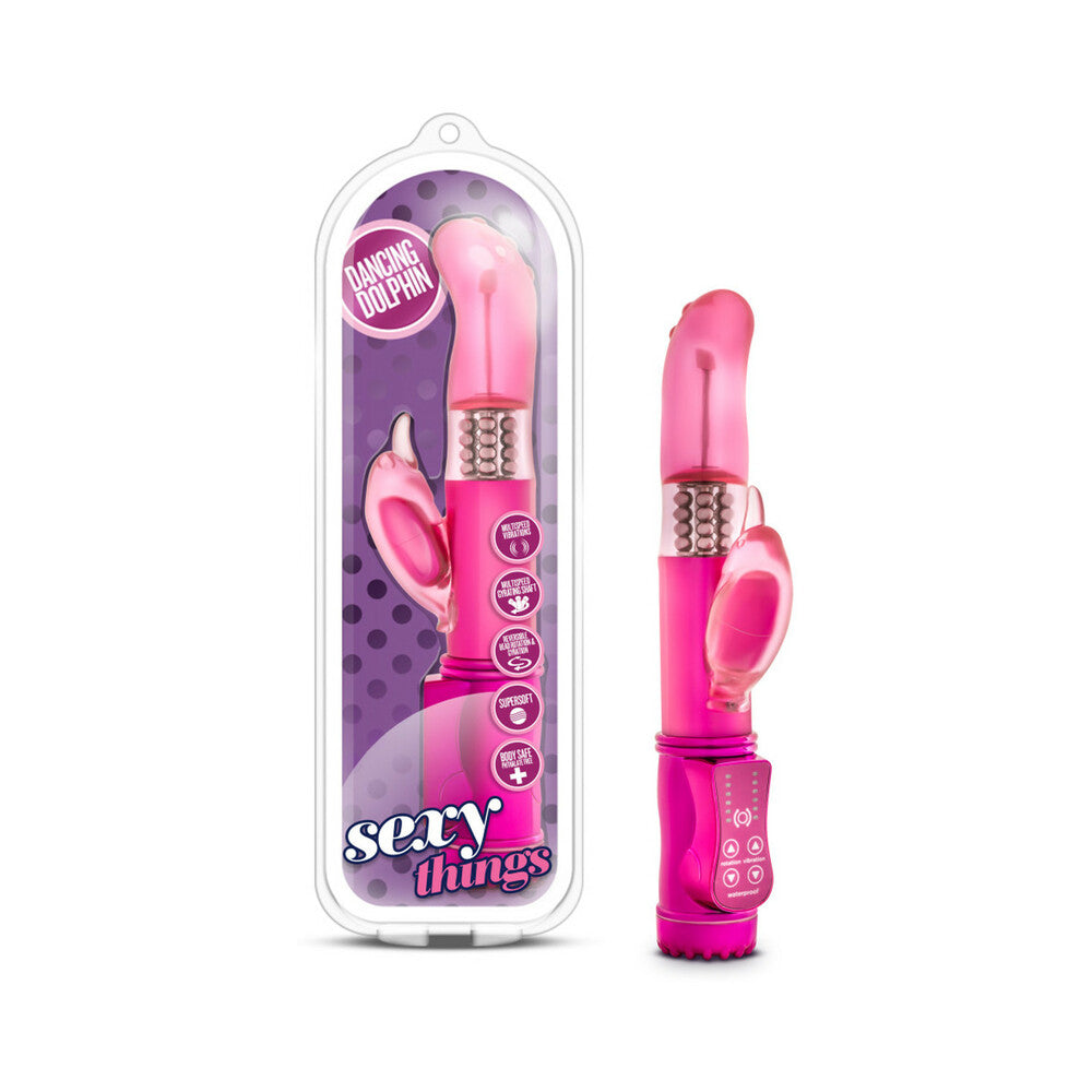 Blush Sexy Things Dancing Dolphin Dual Stimulation Vibrator Fuchsia - Red Garter
