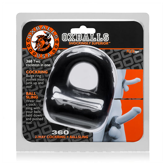 OxBalls 360, Cockring & Ballsling, Black - Red Garter