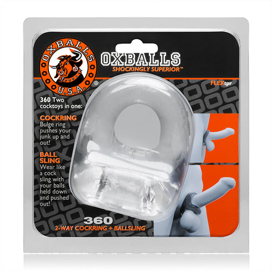 OxBalls 360, Cockring & Ballsling, Clear - Red Garter