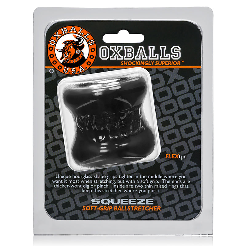 OxBalls Squeeze, Ball Stretcher, Black - Red Garter