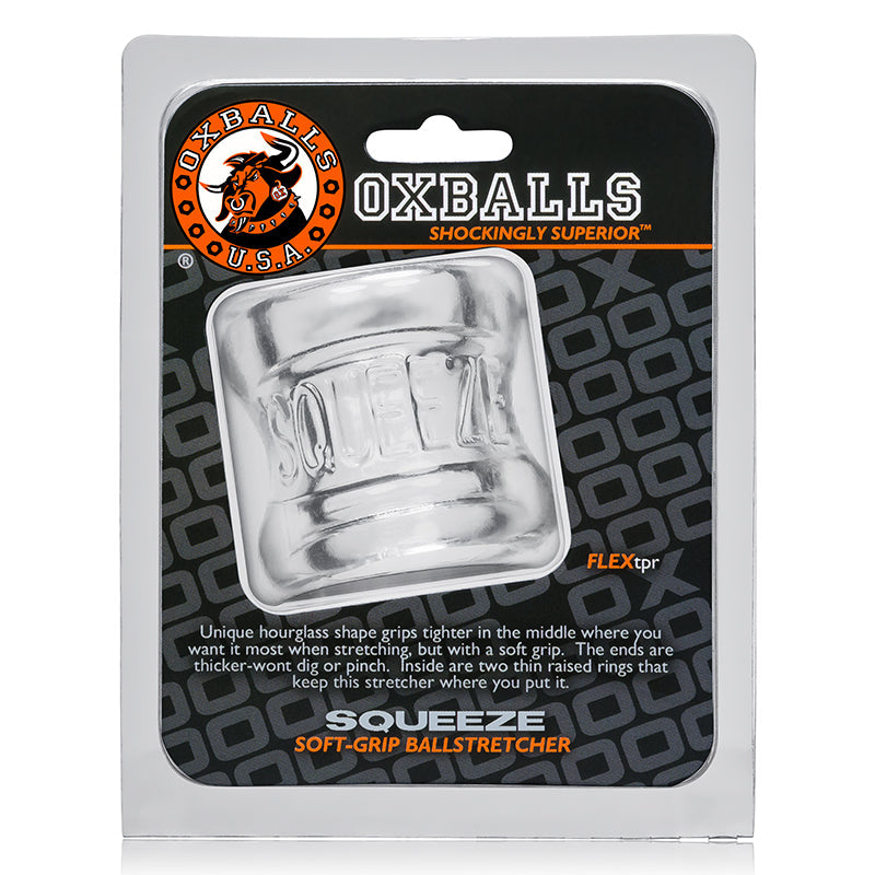 OxBalls Squeeze, Ball Stretcher, Clear - Red Garter
