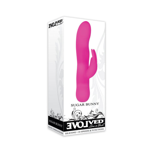 Evolved Sugar Bunny Mini Silicone Rabbit Vibrator Pink - Red Garter
