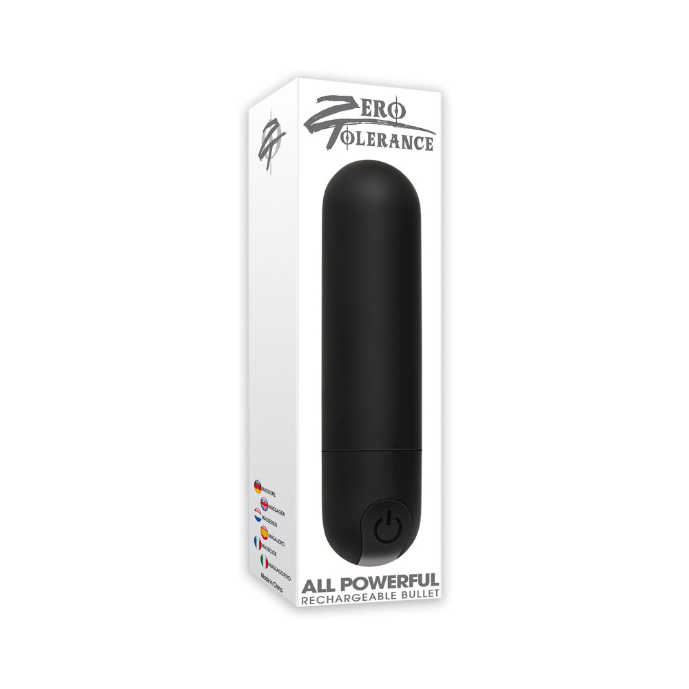 Zero Tolerance All Powerful Rechargeable Bullet Vibrator Black - Red Garter