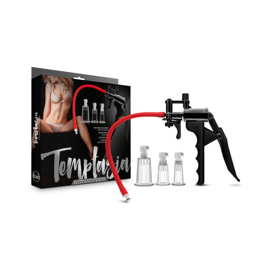 Blush Temptasia Clitoris and Nipple Pleasure and Enhancement Pump System - Red Garter