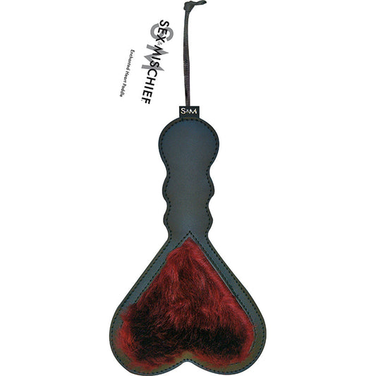 Sportsheets Sex & Mischief Enchanted Heart Paddle Dual-Sided Burgundy - Red Garter