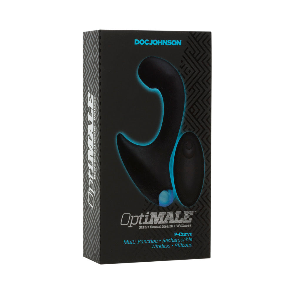 OptiMALE Vibrating P-Massager with Wireless Remote Black - Red Garter