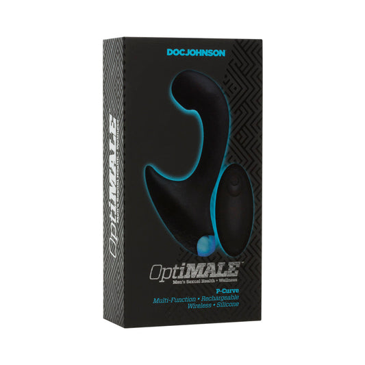 OptiMALE Vibrating P-Massager with Wireless Remote Black - Red Garter