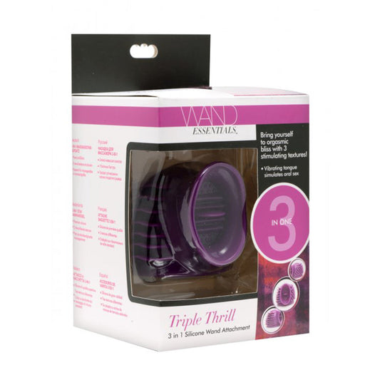 Wand Essentials Thunder-Gasm 3 In 1 Silicone Wand Attachment, Purple - Red Garter
