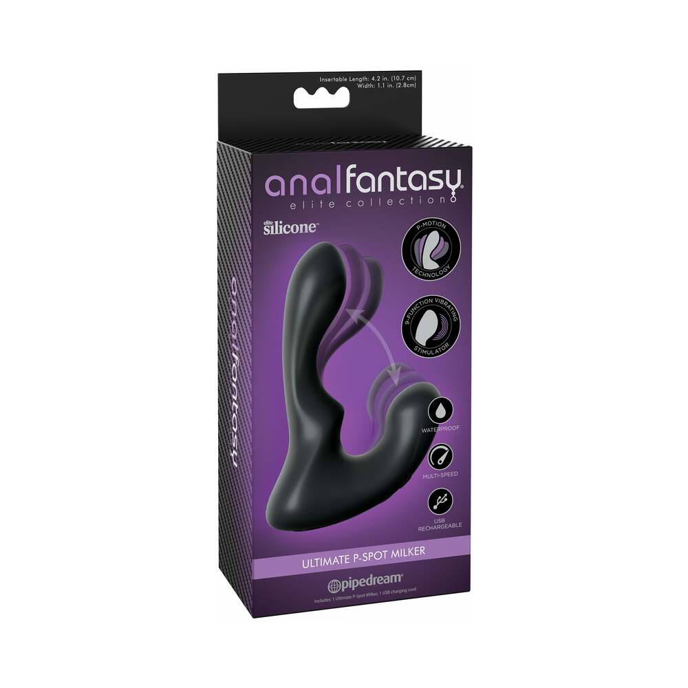 Pipedream Anal Fantasy Elite Collection Ultimate P-Spot Milker Black - Red Garter