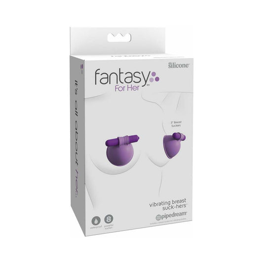 Pipedream Fantasy For Her Silicone Vibrating Breast Suck-Hers Purple - Red Garter
