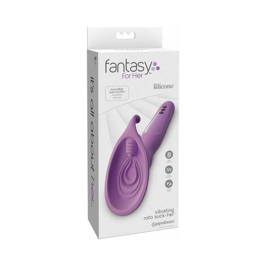 Pipedream Fantasy For Her Vibrating Roto Suck-Her Silicone Vulva Pump Purple - Red Garter