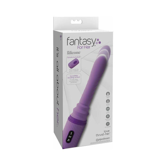 Pipedream Fantasy For Her Love Thrust-Her Rechargeable Silicone Thrusting Vibrator Purple - Red Garter