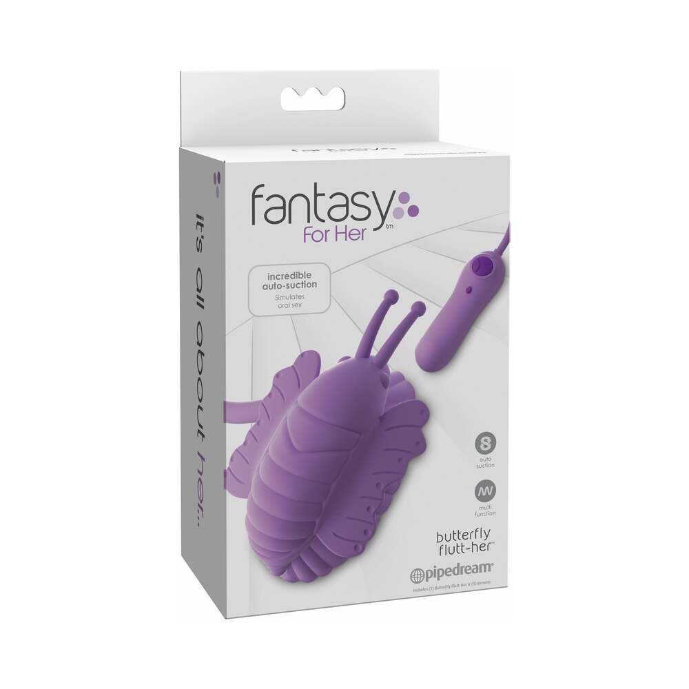 Pipedream Fantasy For Her Butterfly Flutt-Her Vibrating Suction Stimulator Purple - Red Garter