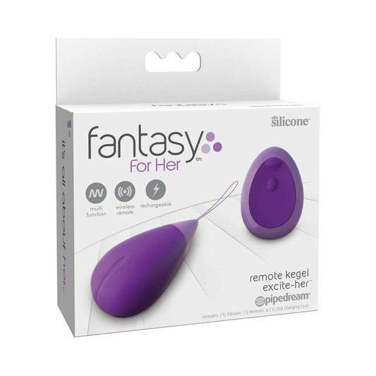 Pipedream Fantasy For Her Remote Kegel Excite-Her Rechargeable Silicone Trainer Purple - Red Garter