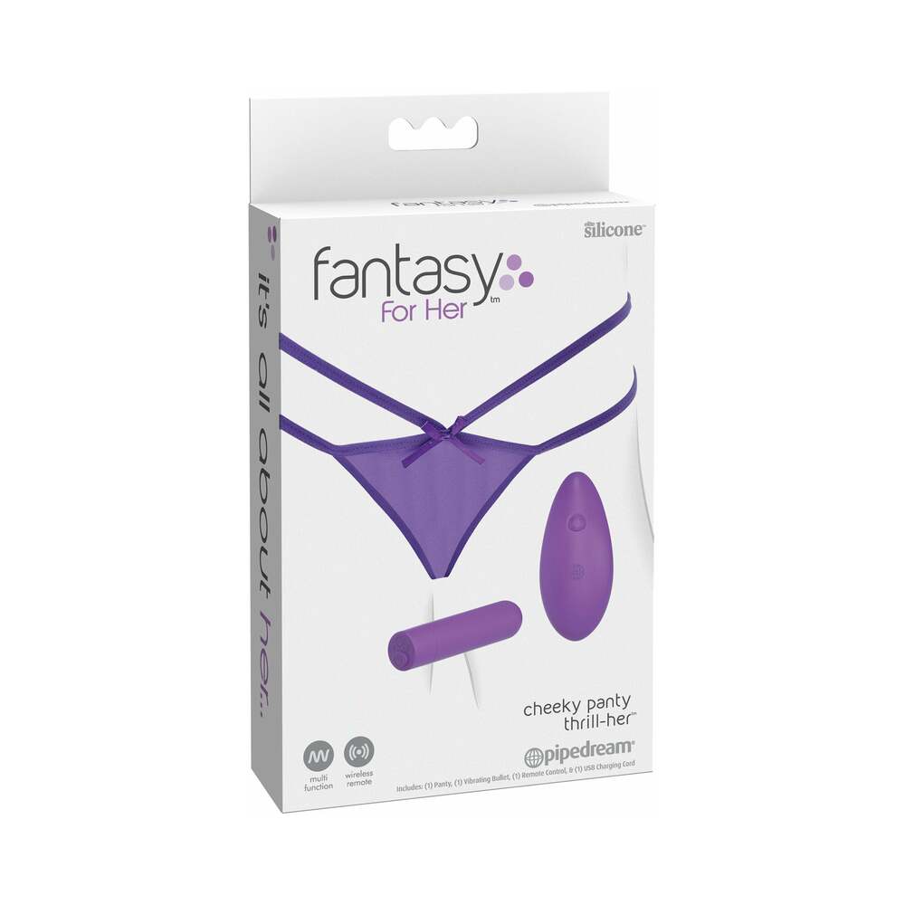 Pipedream Fantasy For Her Petite Panty Thrill-Her Panty & Vibrator Purple - Red Garter