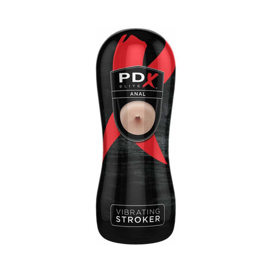 PDX Elite Vibrating Stroker Anal Beige/Black - Red Garter