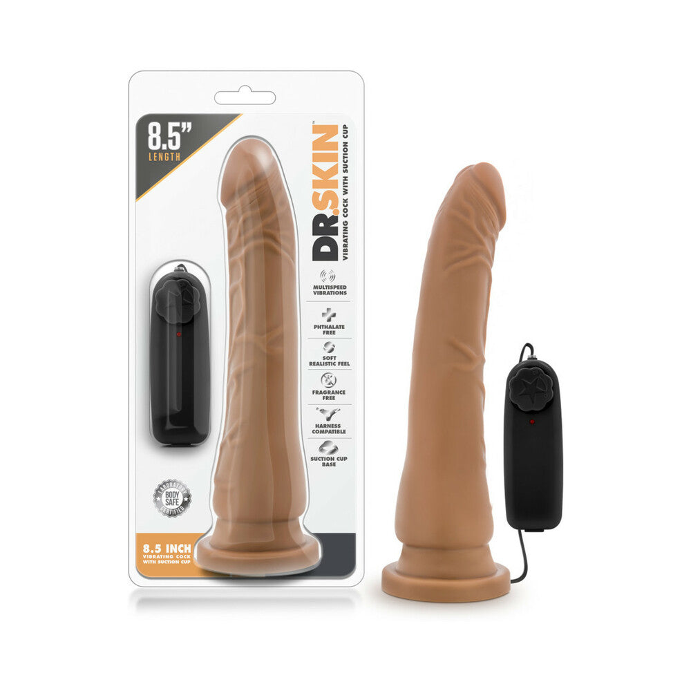 Dr. Skin Remote-Controlled Realistic 8.5 in. Vibrating Dildo Tan - Red Garter