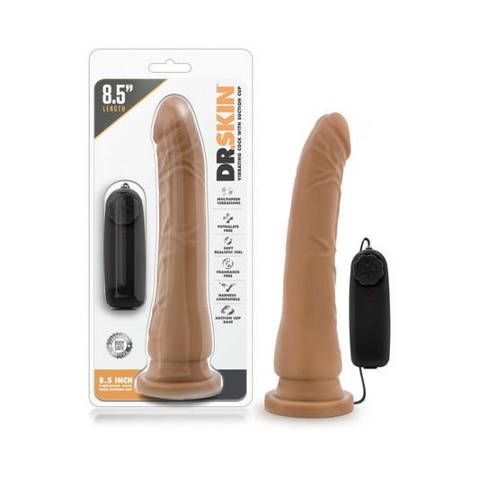 Dr. Skin Remote-Controlled Realistic 8.5 in. Vibrating Dildo Tan - Red Garter