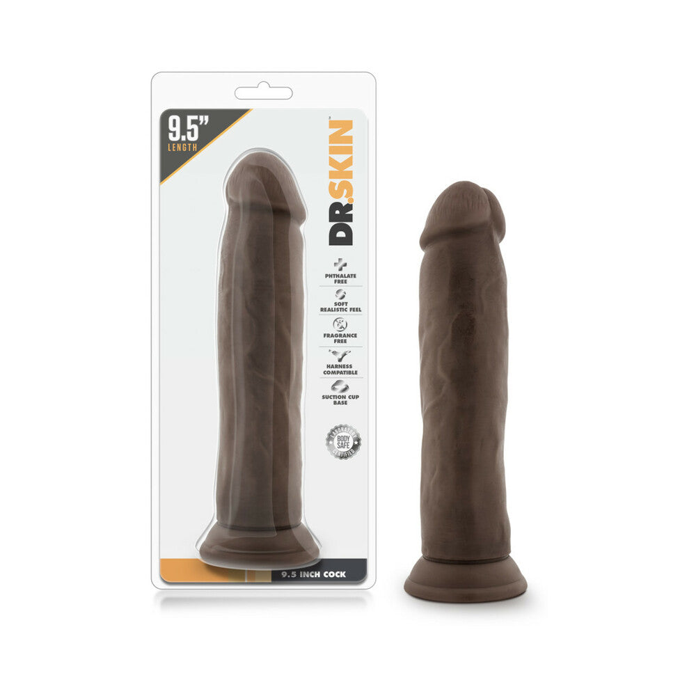 Dr. Skin Realistic 9.5 in. Dildo Brown - Red Garter
