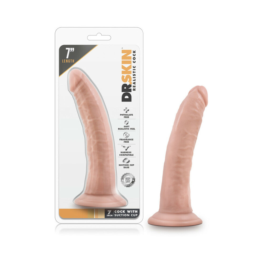 Dr. Skin Realistic 7 in. Dildo Beige - Red Garter