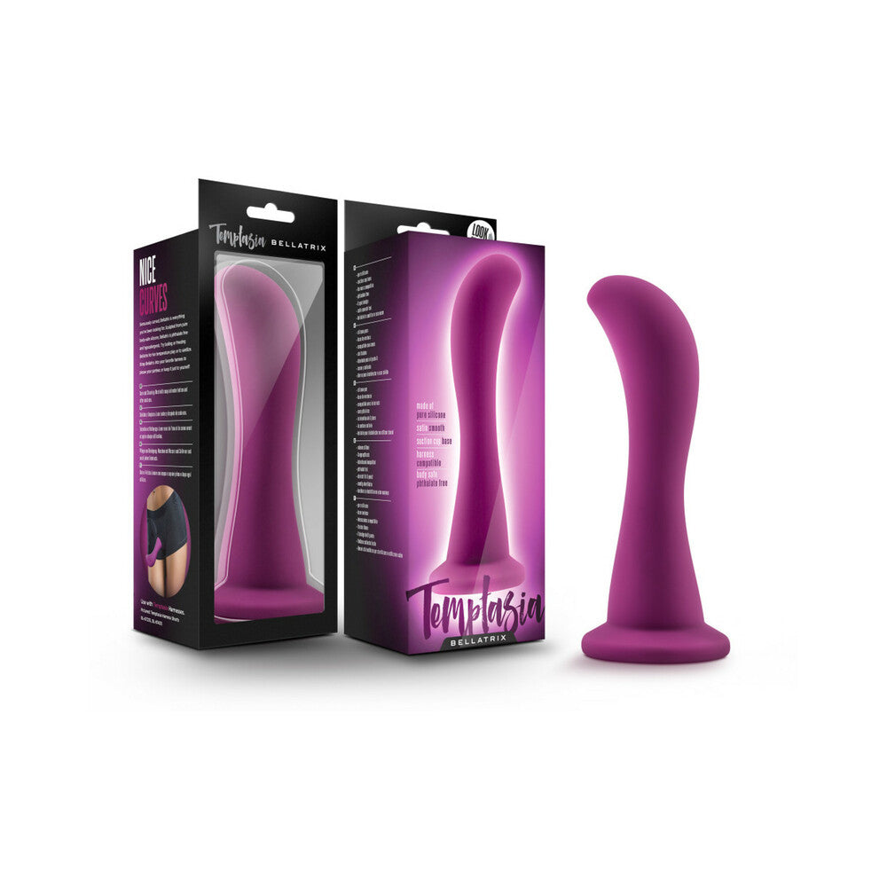 Blush Temptasia Bellatrix 6.25 in. Curved Dildo with Suction Cup Plum - Red Garter
