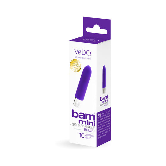 VeDO Bam Mini Rechargeable Bullet Vibe - Indigo - Red Garter