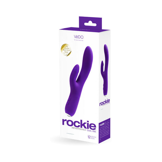 VeDO Rockie Rechargeable Dual Vibe - Into You Indigo - Red Garter