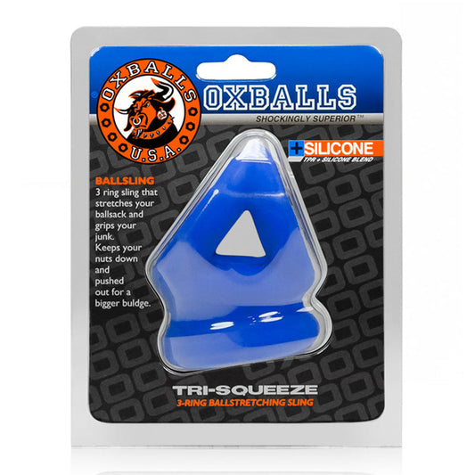 OxBalls TRI-SQUEEZE cocksling/ballstretcher, COBALT ICE - Red Garter