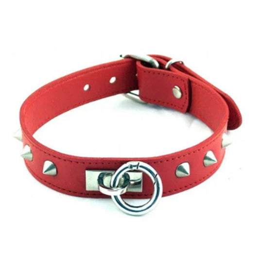 Rouge O Ring Studded Collar Red - Red Garter