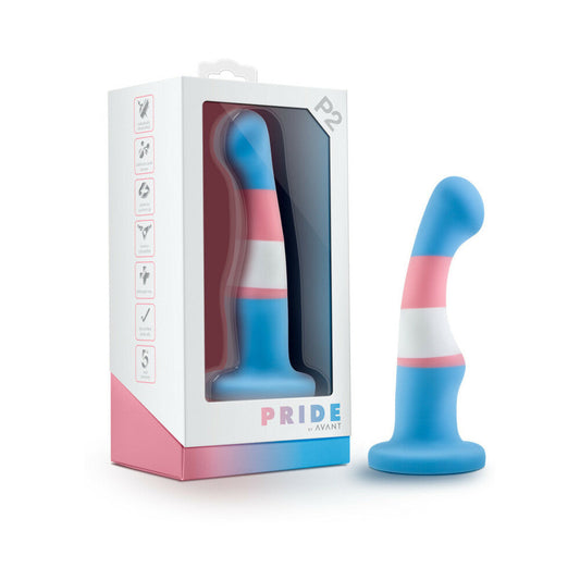Avant Pride P2 True Blue 6 in. Silicone Dildo - Red Garter