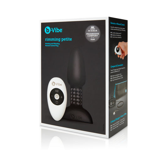 b-Vibe Rimming Petite Rotating and Vibrating Remote Control Plug Black - Red Garter